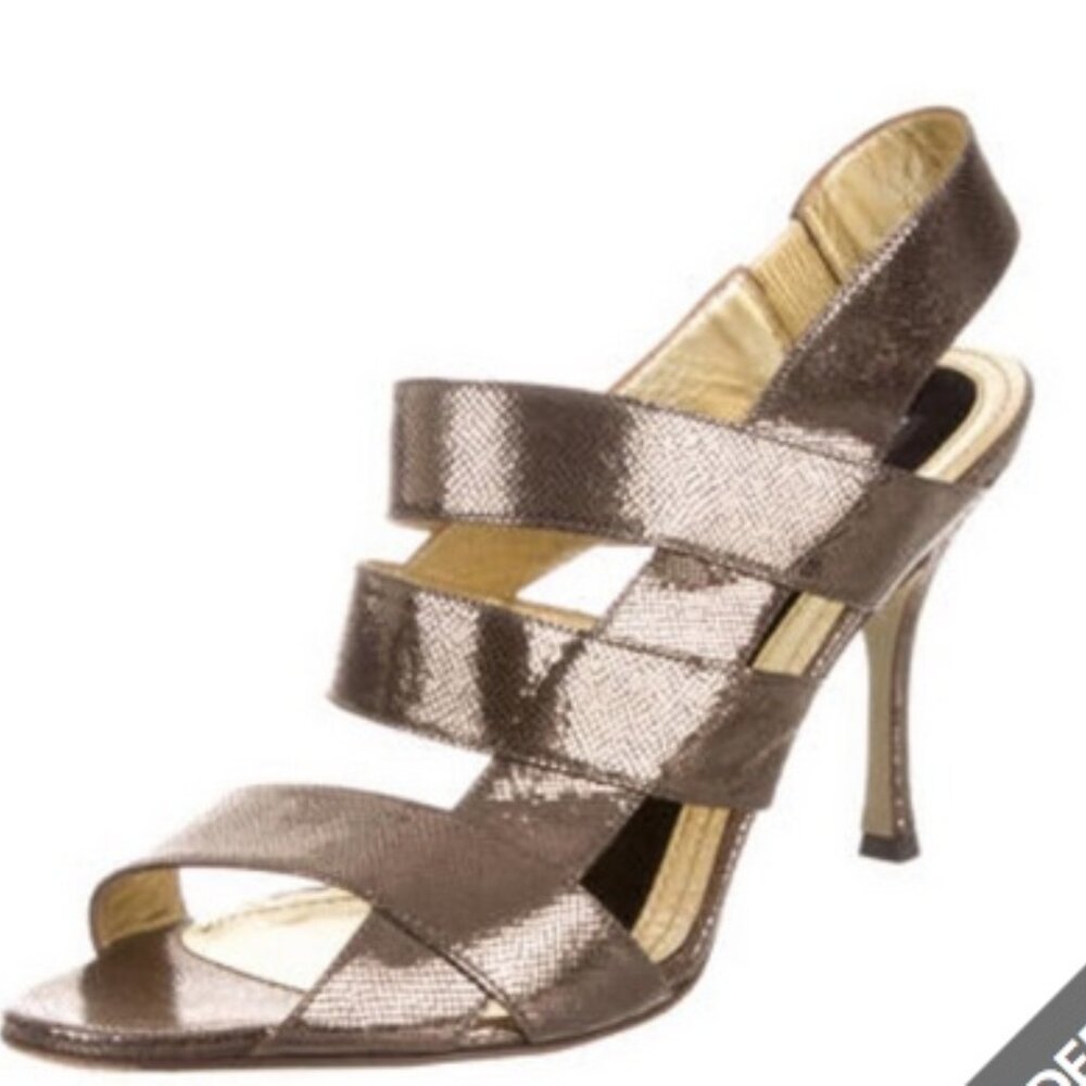 NEW Dolce & Gabbana Leather Slingback Heels Bronze Gold Metallic mismate 10 40